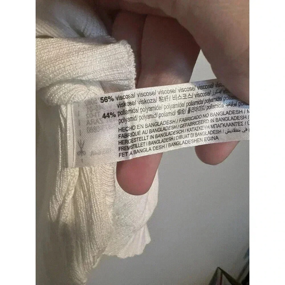 ZARA White Crinkle Oversized Sleeveless Split Side Tunic Women’s Size Small - Picture 4 of 5